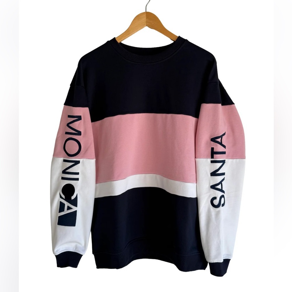 Santa Monica Travel and Tourism Size XL Color Block Crewneck Sweatshirt NWOT